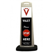 Valet White Vertical Panel Please Stop Here w/Reflective Sign V9