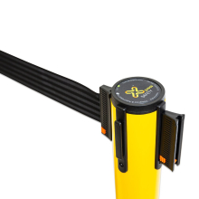 Safety Yellow Outdoor Retractable Belt Post, 11 ft Belt, Post Only