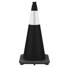 28" Black Traffic Cone Black Base, 7 lbs w/6" Reflective Collar