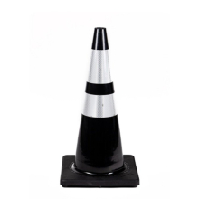 28" Black Valet Cone Black Base, 7 lb w/ 6" and 4" Reflective Collars