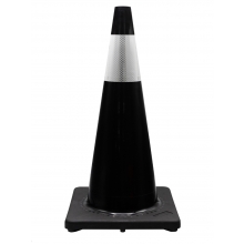 28" Black Valet Cone Black Base, 7 lb w/ 6" Reflective Collars 