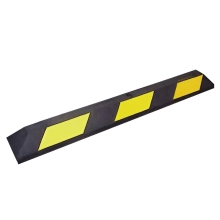 6ft Black Rubber Parking Block w/Yellow Reflective Stripes