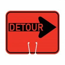 Traffic Cone Sign - DETOUR (Right Arrow)