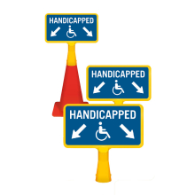 ConeBoss Sign Handicapped Parking w/Downward Diagonal Arrows
