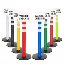 Delineator Post w/8 lbs Base - Vaccine Check In Sign