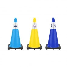 28" Traffic Cone, 7 lb Black Base, w/6" Reflective Collar - Custom Logo