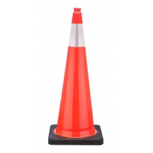 36" Orange Traffic Cone, 15 lb Black Base, w/6" 3M Reflective Collar