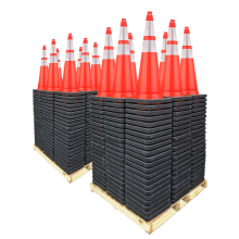Two Pallets 36" Traffic Cones, 12lb Black Base, w/6" & 4" 3M Reflective Collars - Select Color