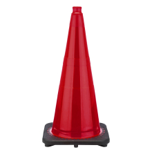28" Red Traffic Cone, 7 lb Black Base