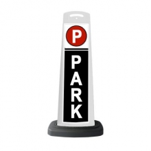White Reflective Vertical Sign Panel w/Base Option - Park Black Background