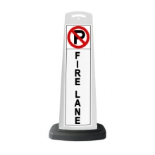 White Reflective Vertical Sign Panel w/Base Option - No Parking Fire Lane