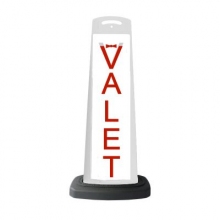 White Reflective Vertical Sign Panel w/Base Option - Red Valet 