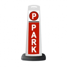 White Reflective Vertical Sign Panel w/Base Option - Park Red Background
