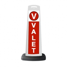 White Reflective Vertical Sign Panel w/Base Option - Valet Red Background