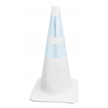 28" White Traffic Cone w/ 6" and 4" Reflective Collars