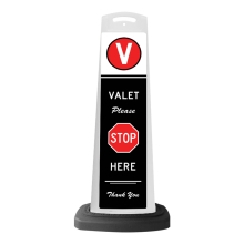 White Reflective Vertical Sign Panel w/Base Option - Valet Please Stop Here 