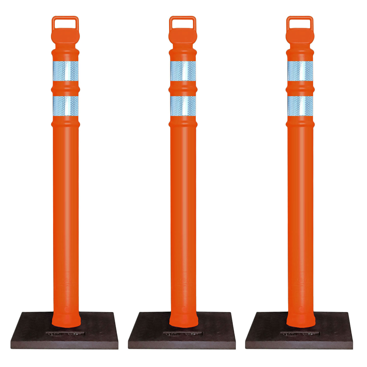 6 Pack 45" Orange Traffic Delineator Post Cone 