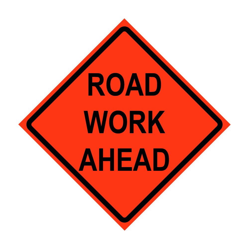 48" x 48" Roll Up Traffic Sign - Road Work Ahead