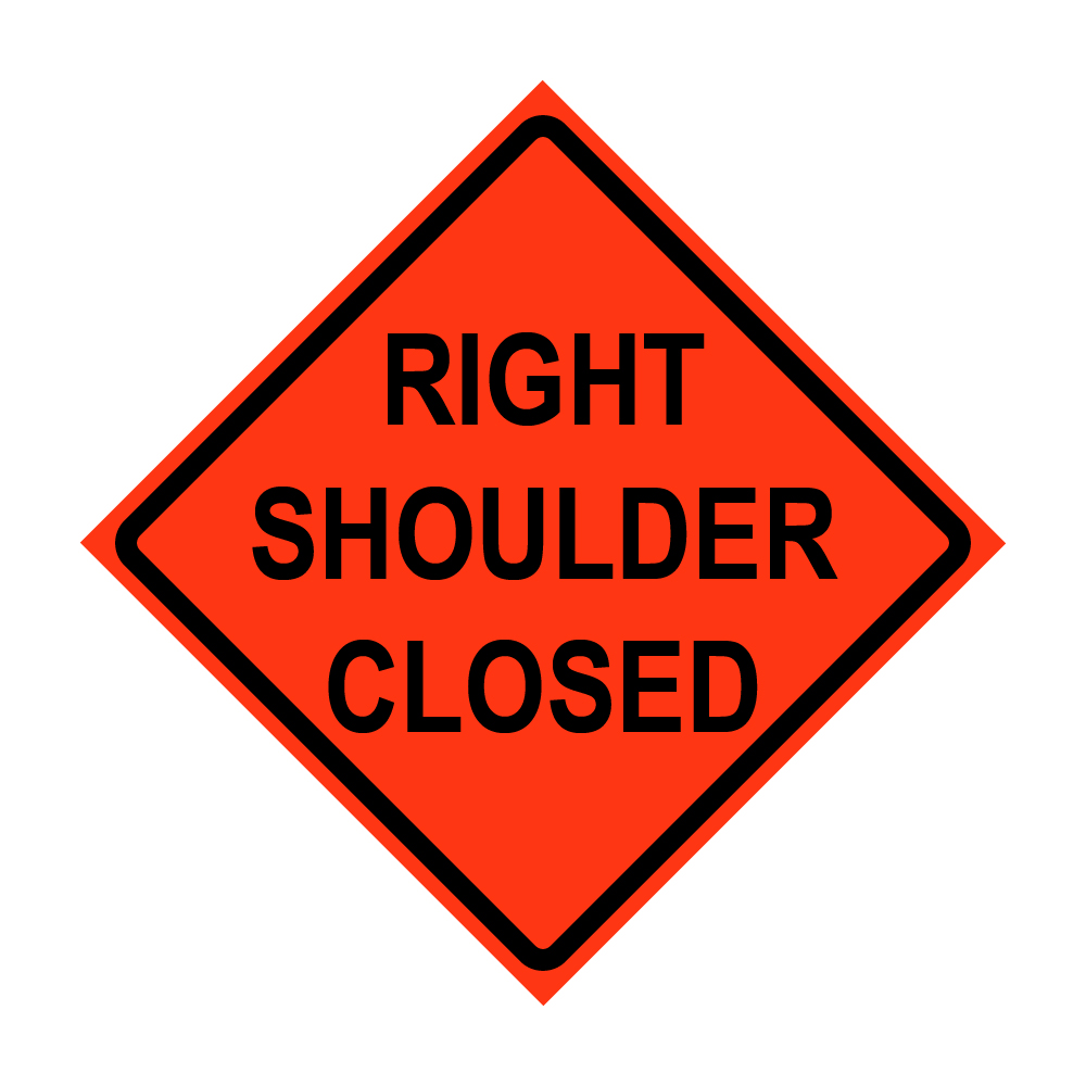 36" x 36" Roll Up Traffic Sign - Right Shoulder Closed