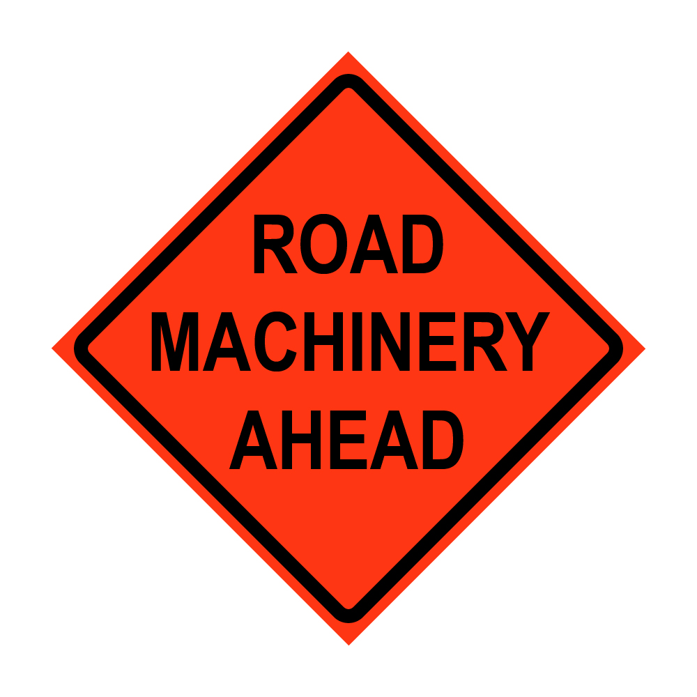 48" x 48" Roll Up Traffic Sign - Road Machinery Ahead