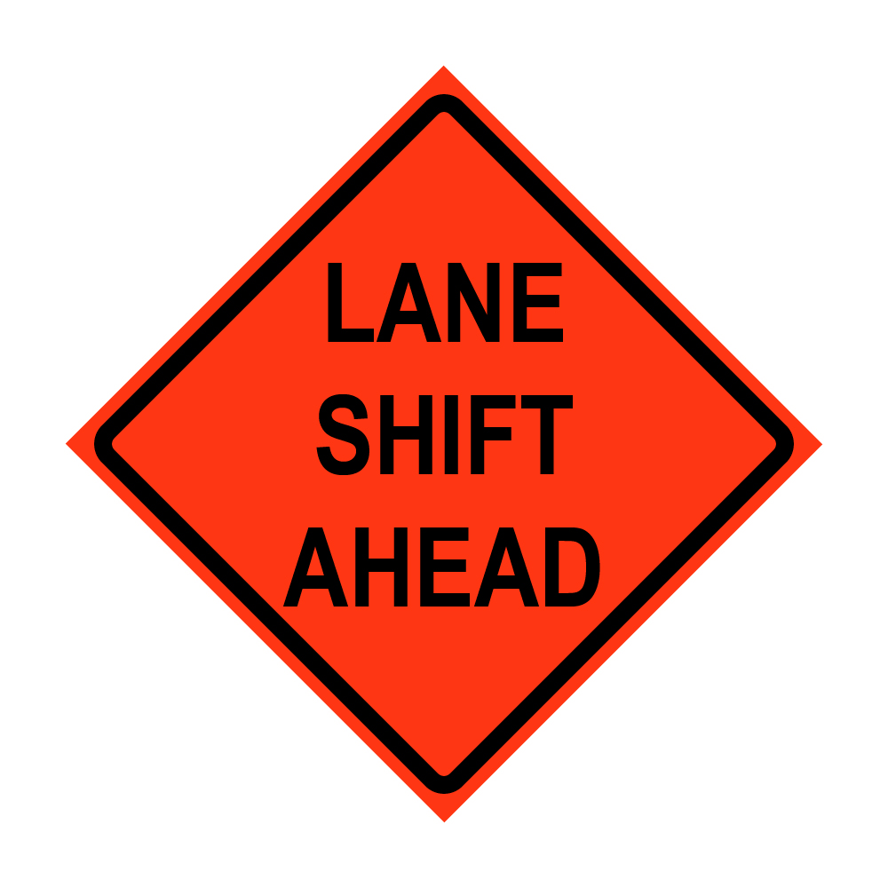48" x 48" Roll Up Traffic Sign - Lane Shift Ahead