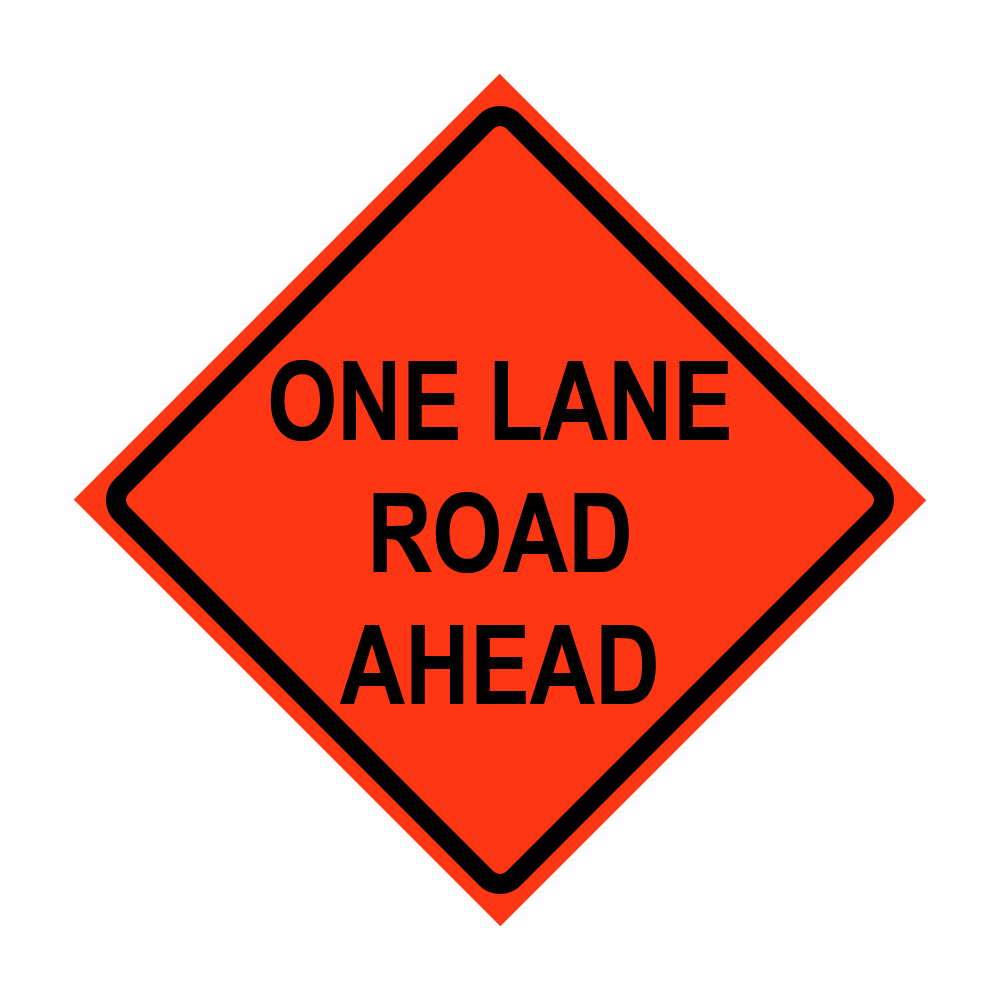 48" x 48" Roll Up Traffic Sign - One Lane Road Ahead