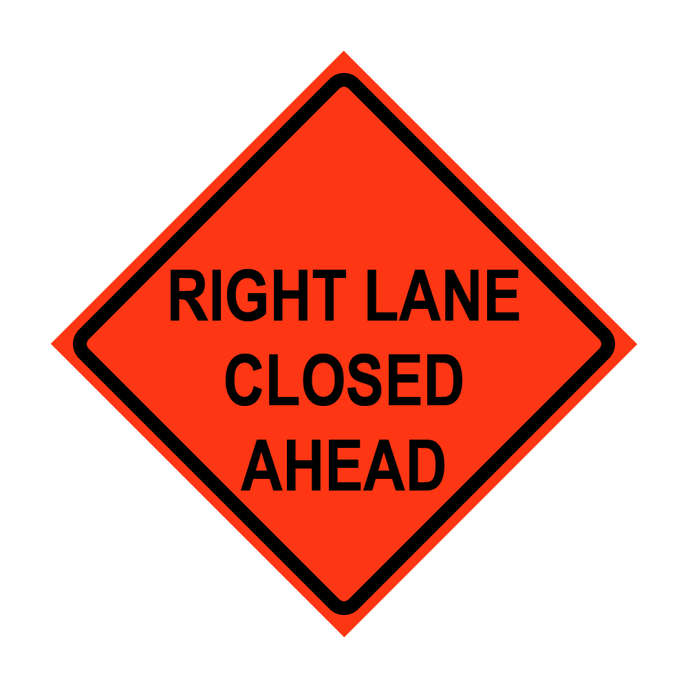 36" x 36" Roll Up Traffic Sign - Right Lane Closed Ahead