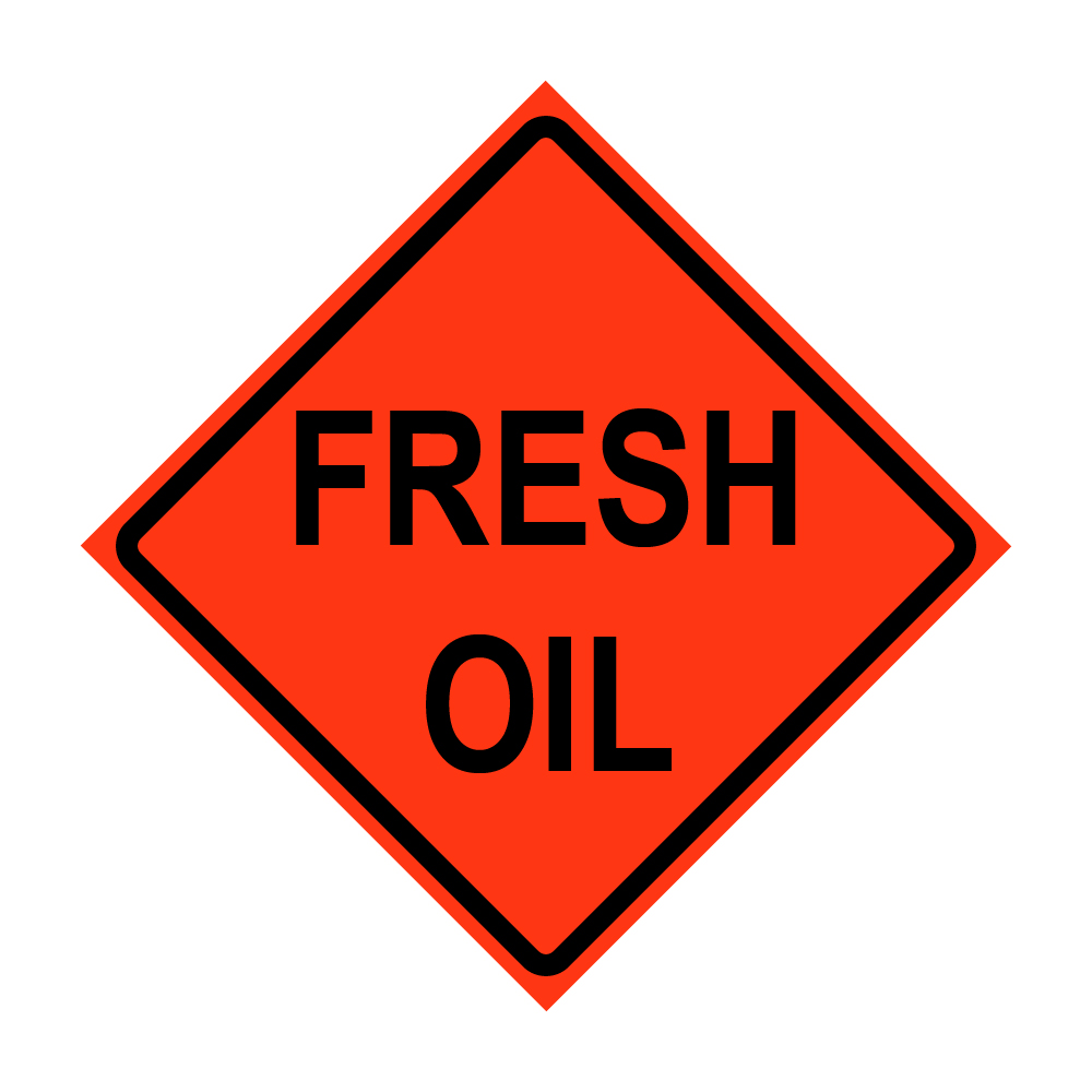 36" x 36" Roll Up Traffic Sign - Fresh Oil