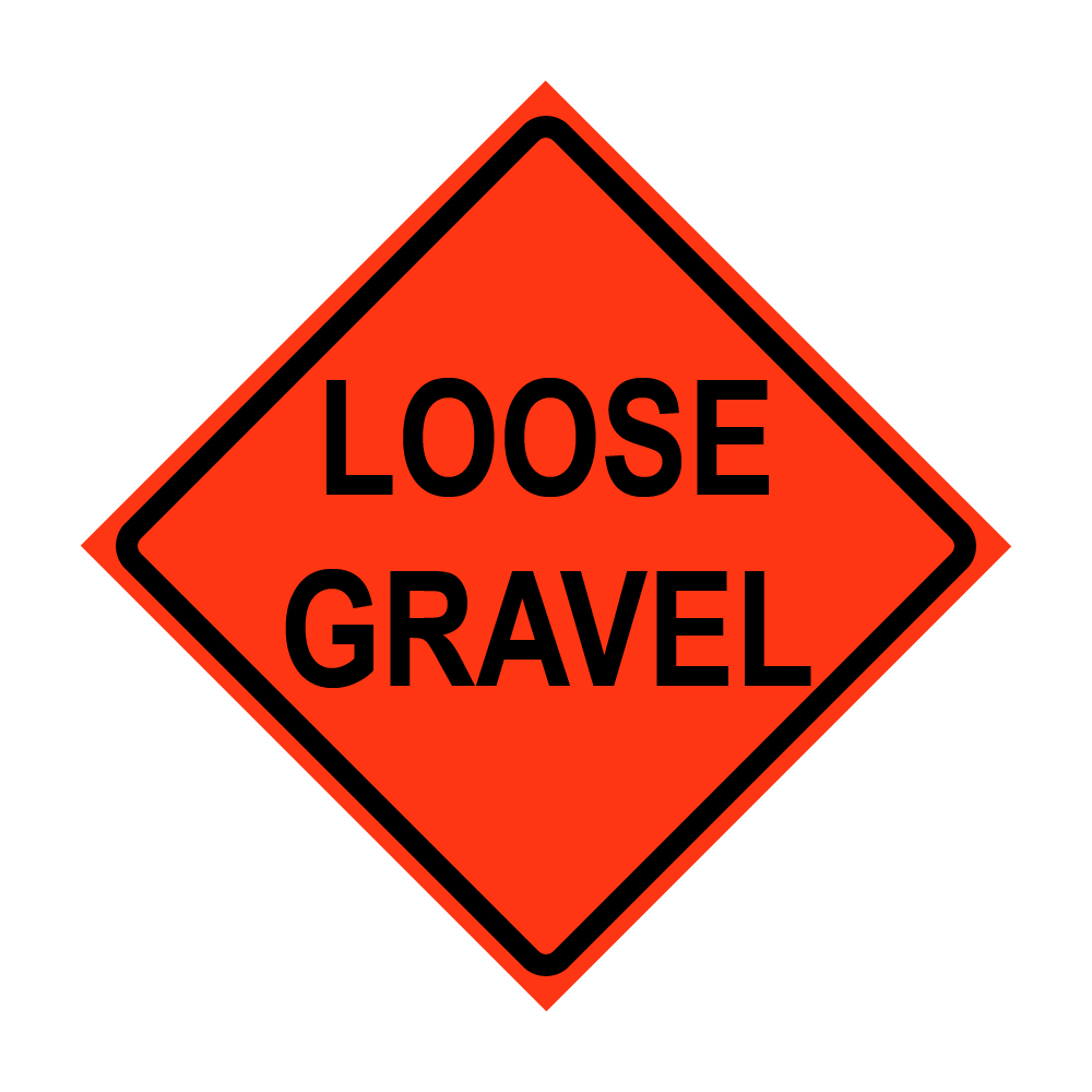 36" x 36" Roll Up Traffic Sign - Loose Gravel