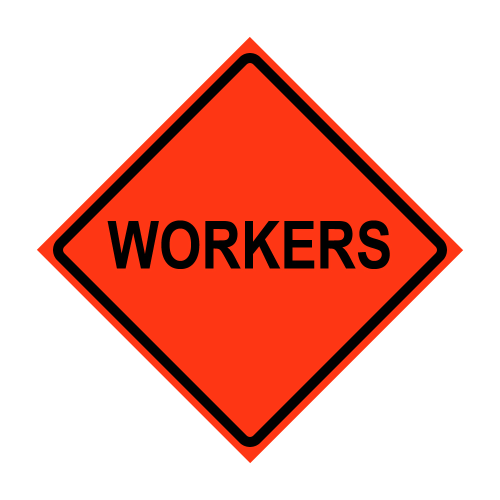48" x 48" Roll Up Traffic Sign - Workers
