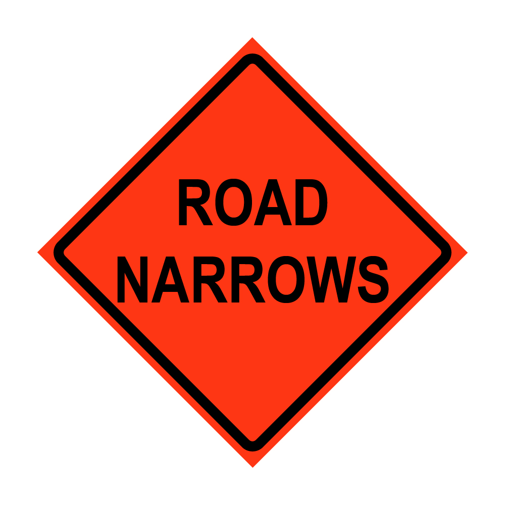 48" x 48" Roll Up Traffic Sign - Road Narrows