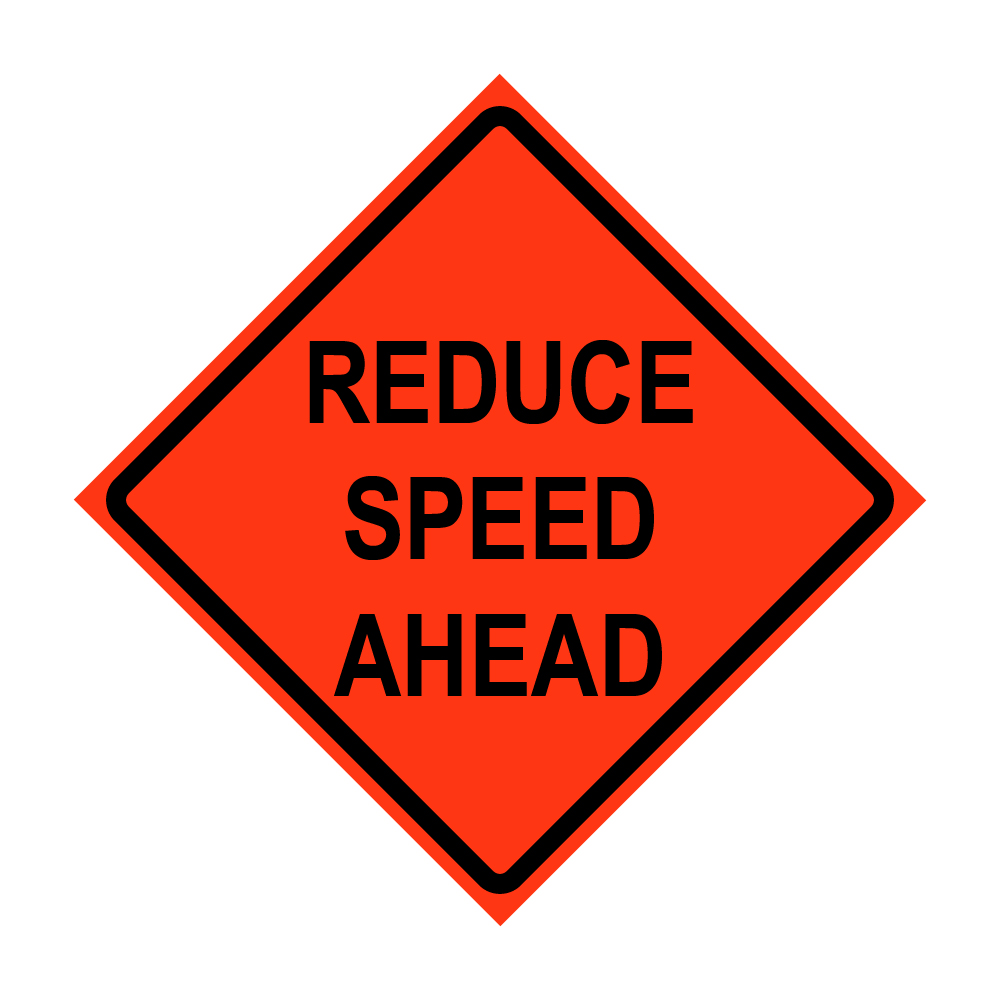 48" x 48" Roll Up Traffic Sign - Reduce Speed Ahead