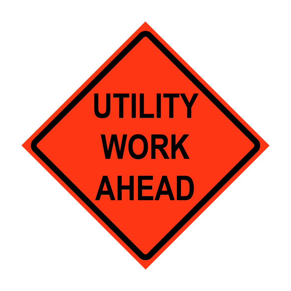 36" x 36" Roll Up Traffic Sign - Utility Work Ahead