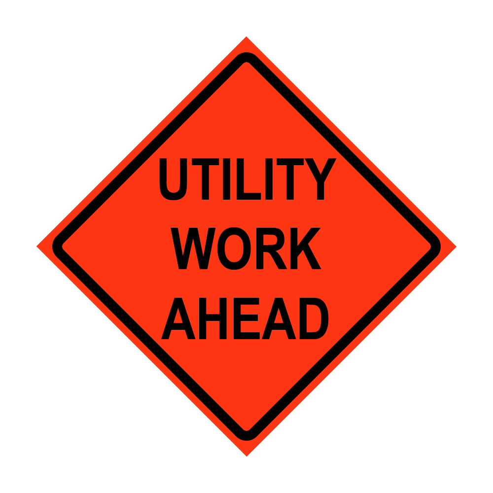 48" x 48" Roll Up Traffic Sign - Utility Work Ahead