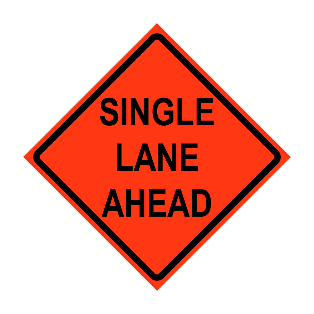 36" x 36" Roll Up Traffic Sign - Single Lane Ahead