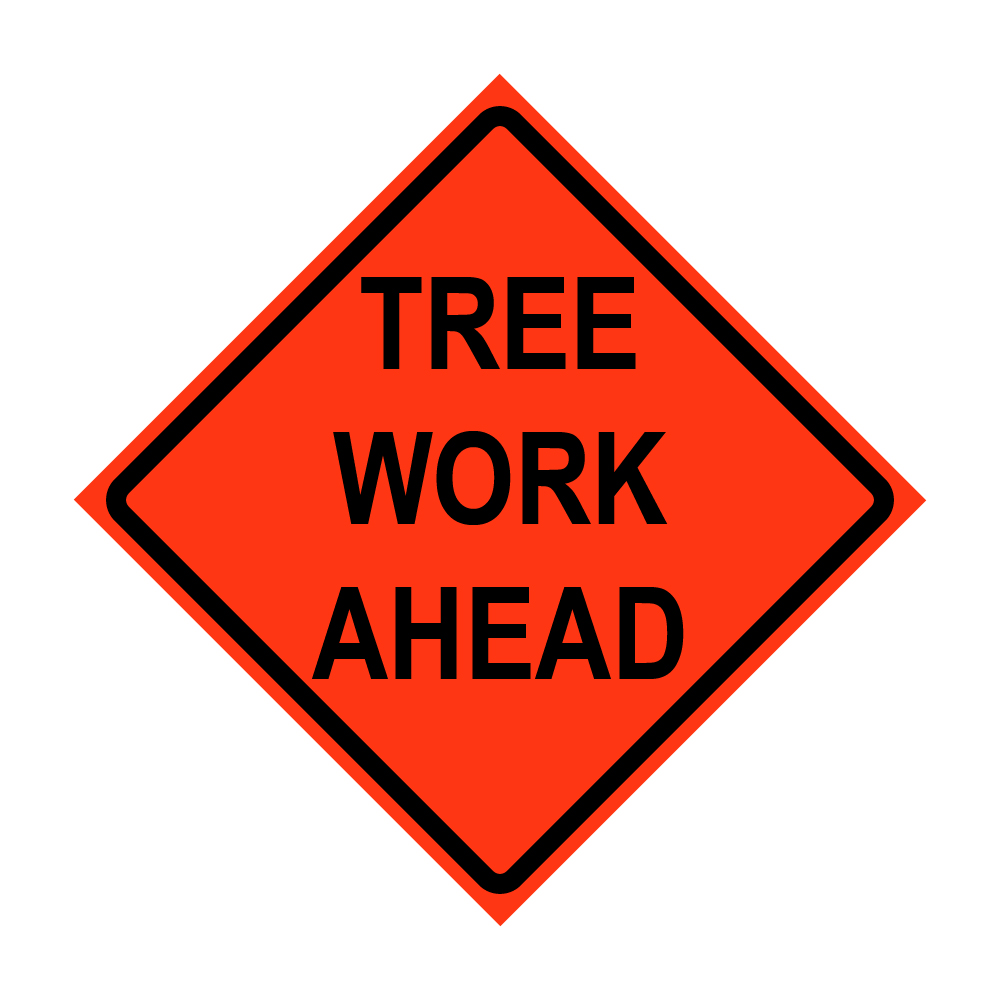 36" x 36" Roll Up Traffic Sign - Tree Work Ahead