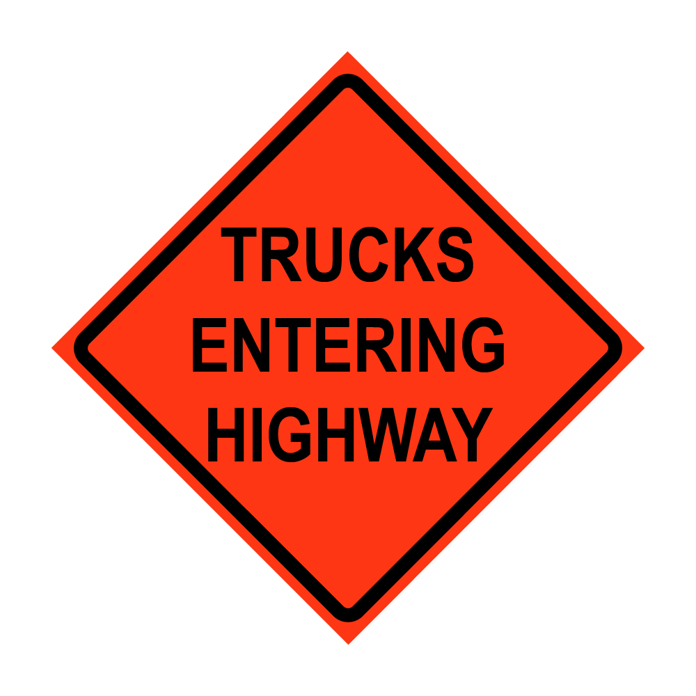 36" x 36" Roll Up Traffic Sign - Trucks Entering Highway
