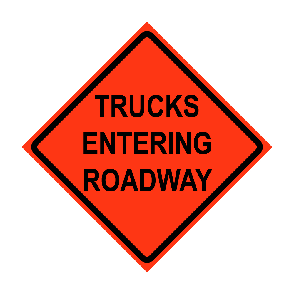 36" x 36" Roll Up Traffic Sign - Trucks Entering Roadway