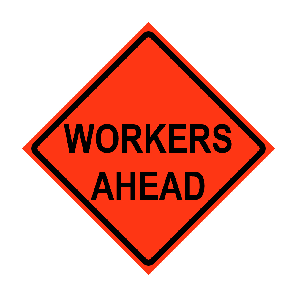 48" x 48" Roll Up Traffic Sign - Workers Ahead