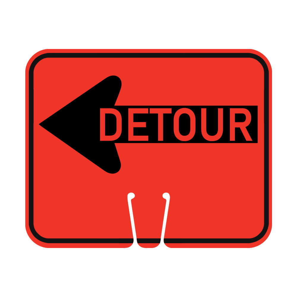Traffic Cone Sign - DETOUR (Left Arrow)