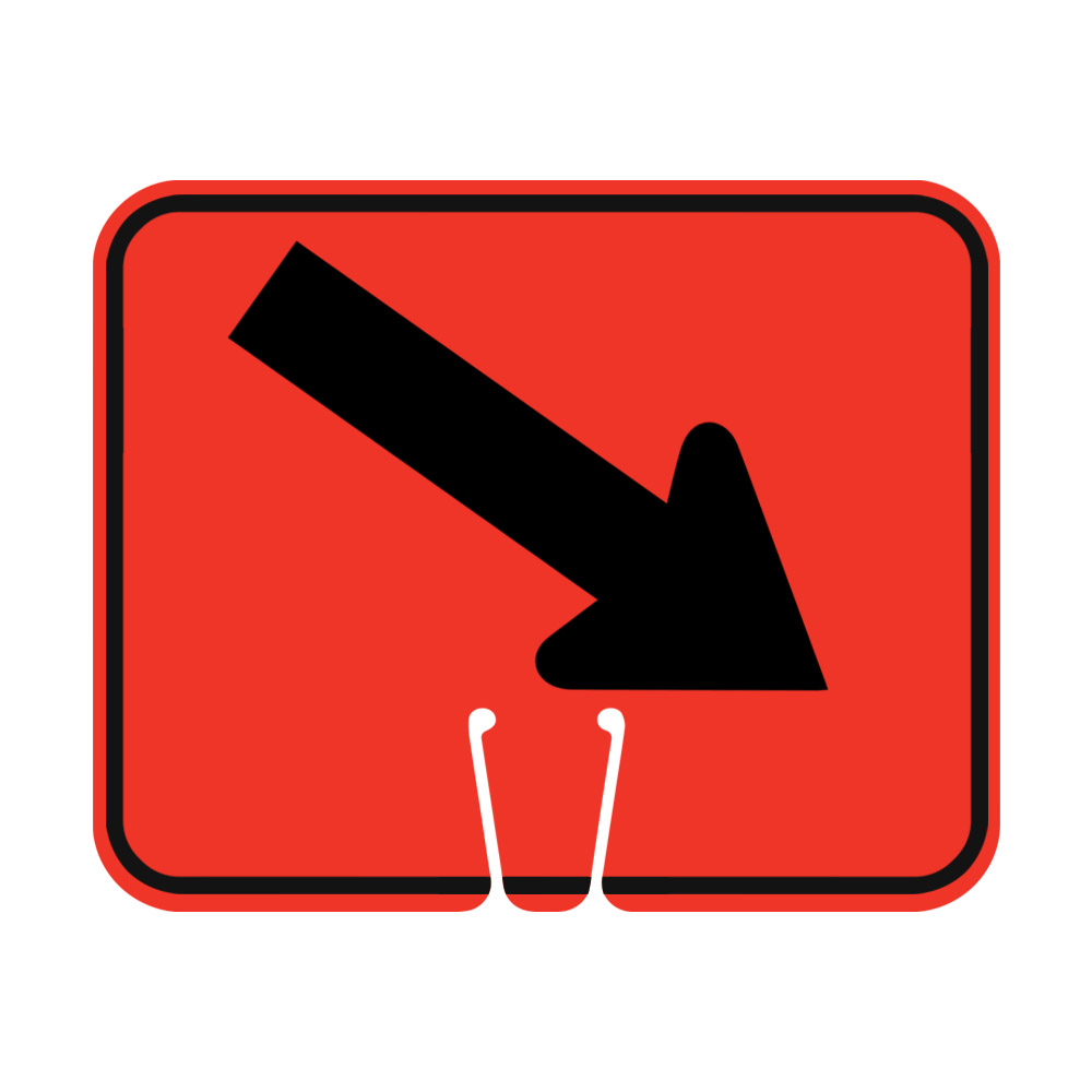 Traffic Cone Sign - DOWN RIGHT ARROW