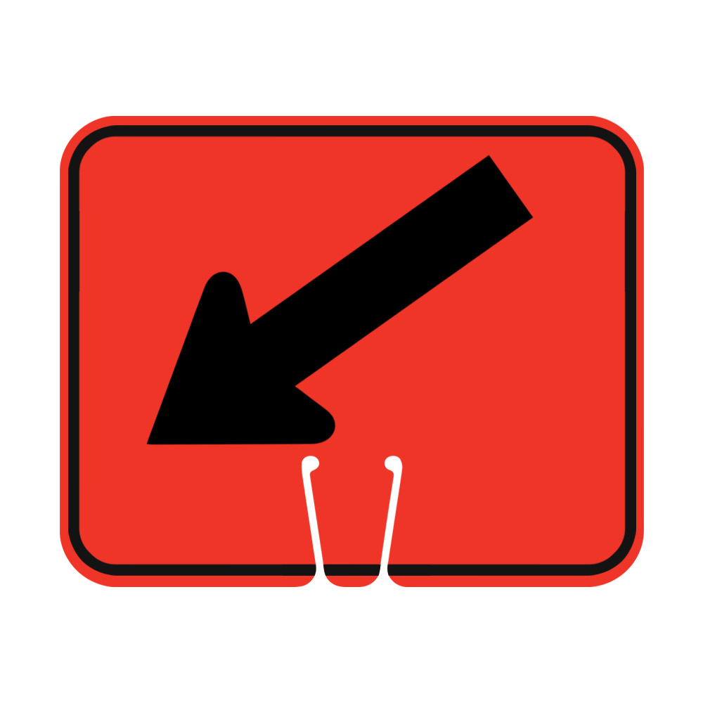 Traffic Cone Sign - DOWN LEFT ARROW