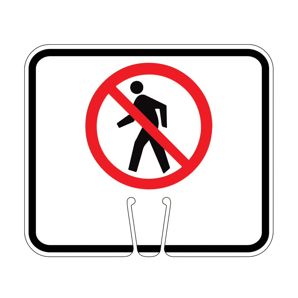 Traffic Cone Sign - No Pedestrian Crossing Symbol