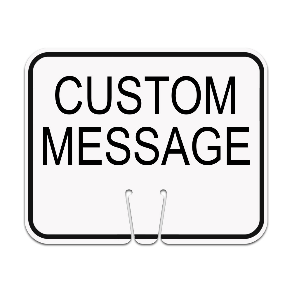 Traffic Cone Sign - CUSTOM MESSAGE (White)