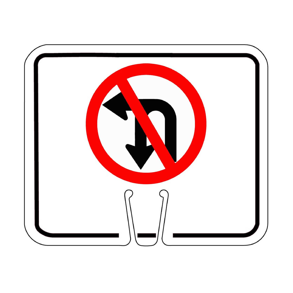 Traffic Cone Sign - NO LEFT OR U-TURN