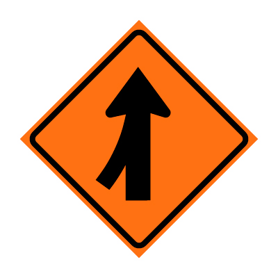 36" x 36" Roll Up Traffic Sign - Left Lane Merge Symbol