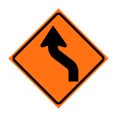 48" x 48" Roll Up Traffic Sign - Reverse Curve Left Symbol