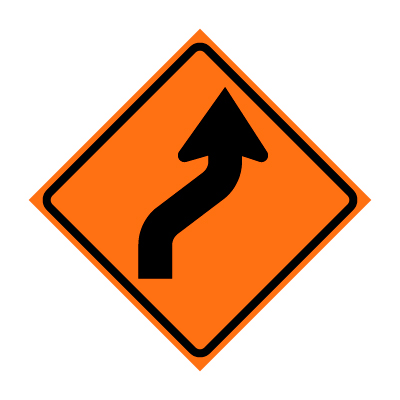 48" x 48" Roll Up Traffic Sign - Reverse Curve Right Symbol