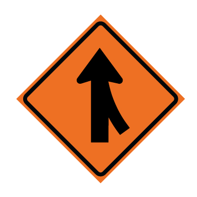 36" x 36" Roll Up Traffic Sign - Right Lane Merge Symbol