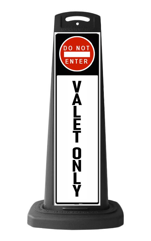 Black Reflective Vertical Sign Panel - Do Not Enter Valet Only